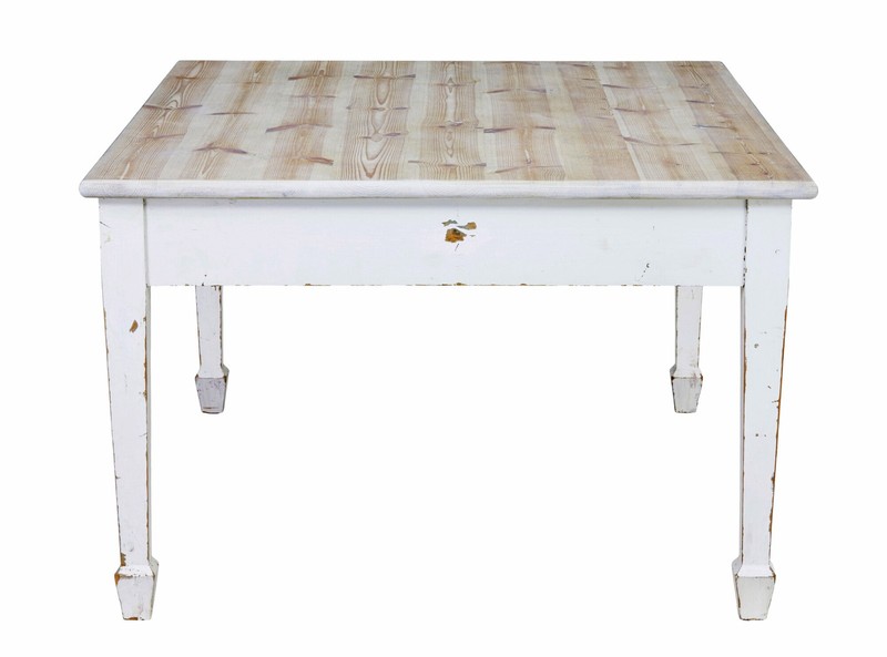 LARGE SWEDISH 19TH CENTURY PAINTED PINE KITCHEN TABLE gallery