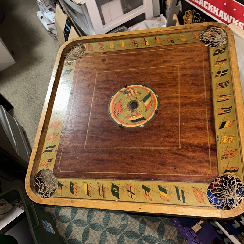Vintage Carrom Gaming Table, Double sided, Pockets Are In Great Condition 29x29 gallery