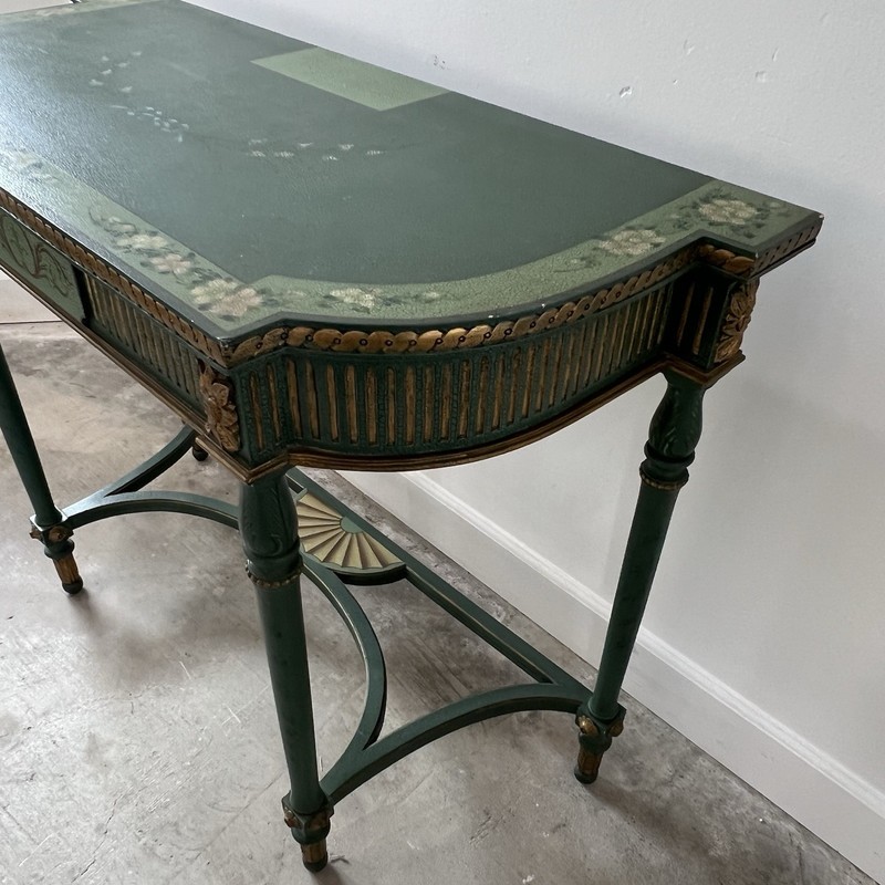 Antique Hand painted MAITLAND SMITH Green Gold Console Table Phenomenal gallery