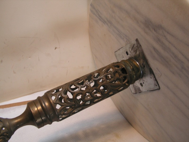 Vintage Brass Base And Marble Top 15"+ Pedestal Table Side End 17 1/2" Tall gallery