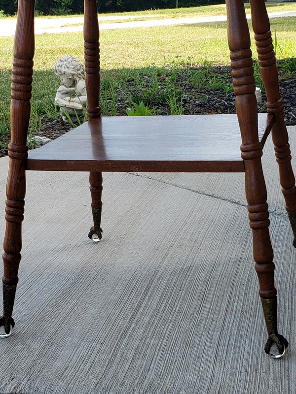 Antique Rolling Parlor Table w/ Talon Glass Feet 1900's Original Condition gallery