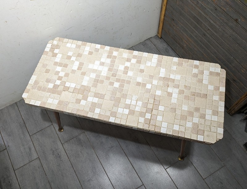 Vintage Mid Century Modern Atomic Tile Mosaic Top Coffee Table gallery