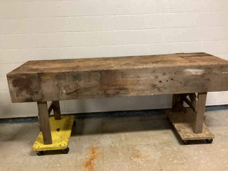 Primitive 8’ Long Wood Workbench Kitchen Island Serving Table Southwest Minn. gallery