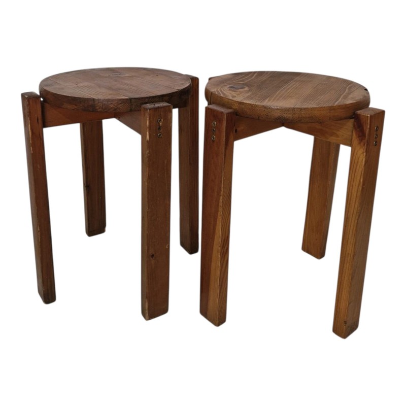 Pair Vintage Wood Column Pedestal Plant Stand Table H=18 Inchs Tall Decor