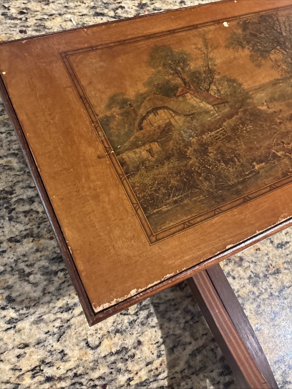 Vintage Wooden Folding Card Table Country Lane Stamp gallery