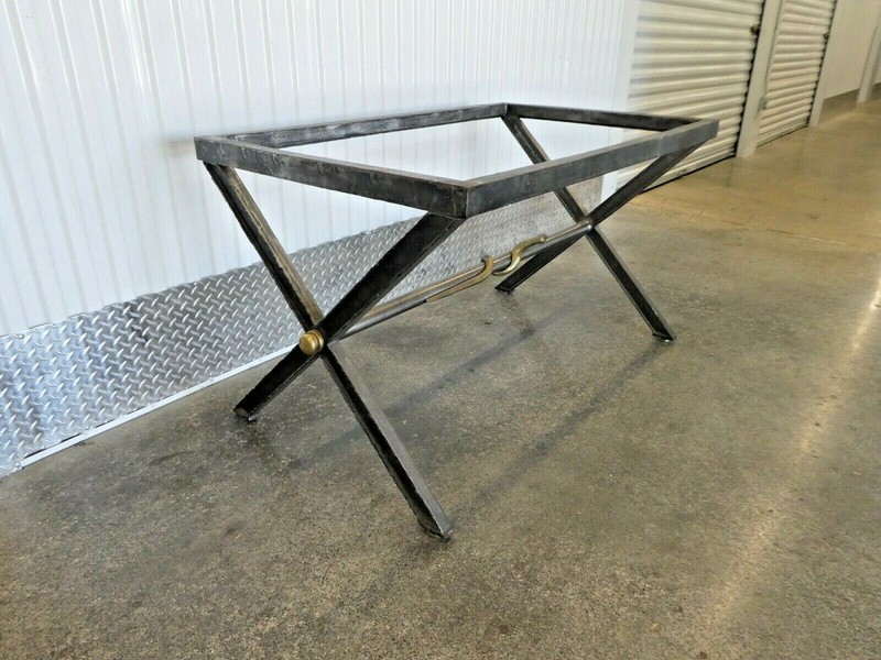 GORGEOUS NEOCLASSICAL IRON AND MARBLE RECTANGULAR CENTER TABLE W SNAKE gallery
