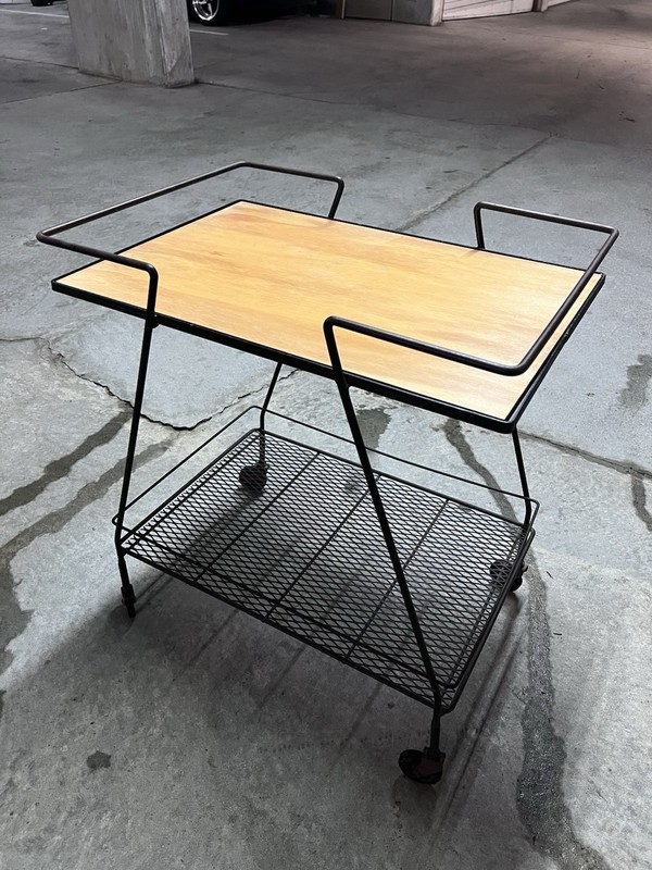 Mathieu Matégot Perforated Steel Trolly Cart Table Vintage MCM Circa 1950