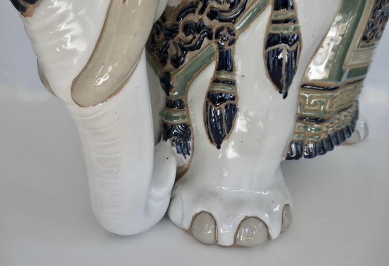 Vintage Ceramic Glazed Elephant Side/Occasional Table, and.or Occasional Seat gallery