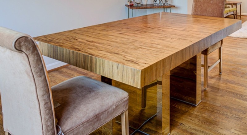 Vintage Mid-century Milo Baughman Walnut and brass dining table gallery