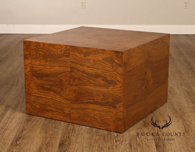 Mid Century Modern Burl Wood Cube Side Table gallery