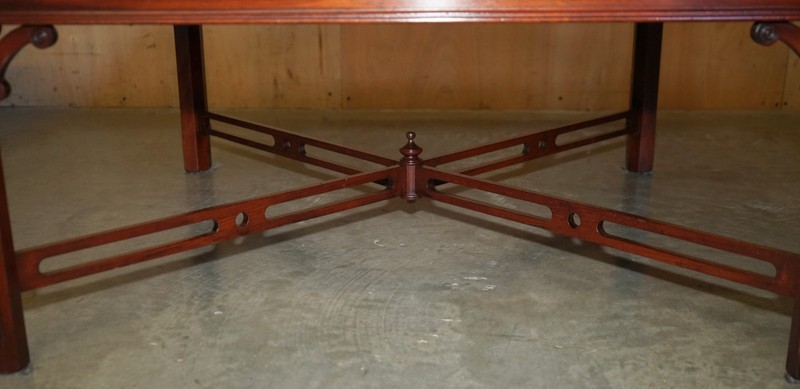 PAIR OF FLAMED MAHOGANY THOMAS CHIPPENDALE STYLE HUGE SIDE END OR COFFEE TABLES gallery