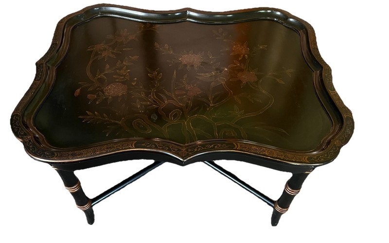Chinoiserie Style Tray Faux Bamboo Vintage Coffee Table gallery