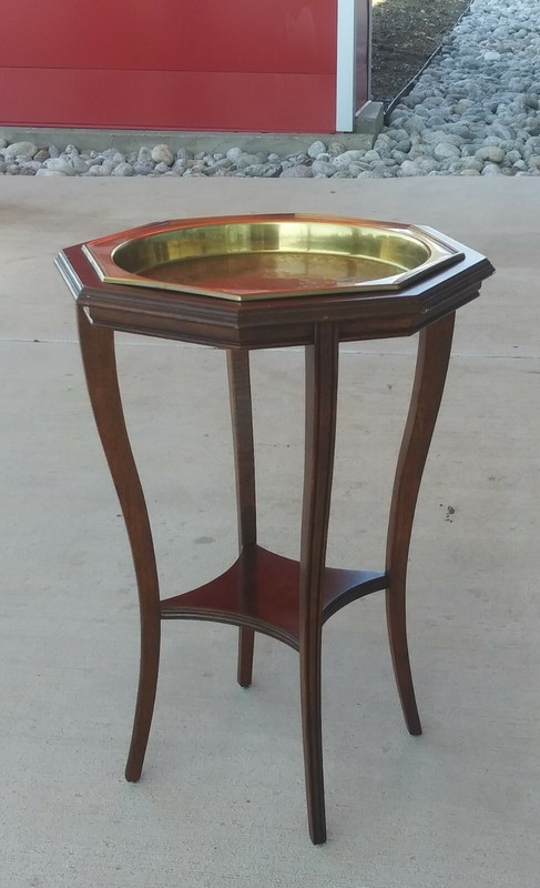 Drexel Heritage Side Table Pedestal Brass Insert