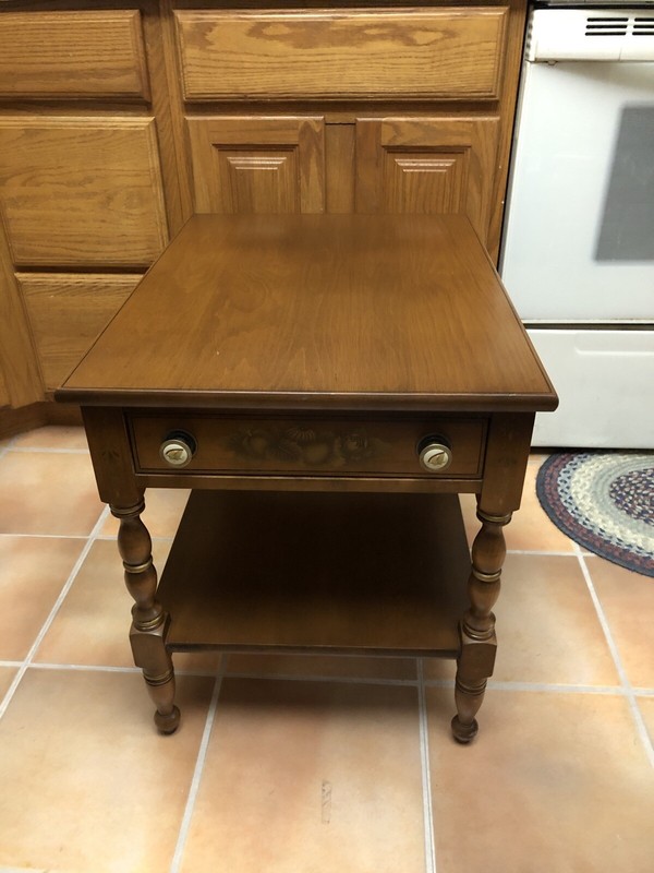 Hitchcock Side End Night Table Drawer, Maple, Stencil Small Signed 22x26x19