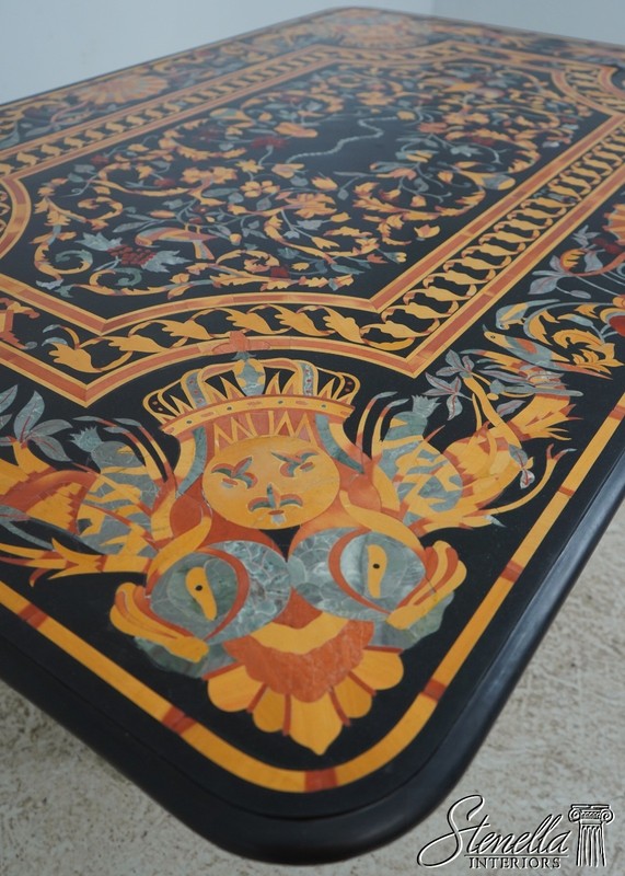 70630: PIETRA DURA Inlaid Marble Top Italian Dining Room Table gallery