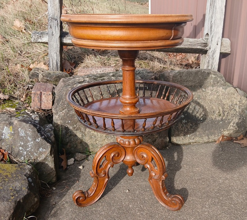 Antique Walnut Sewing Basket Table or Sewing Stand 1860s Rare gallery