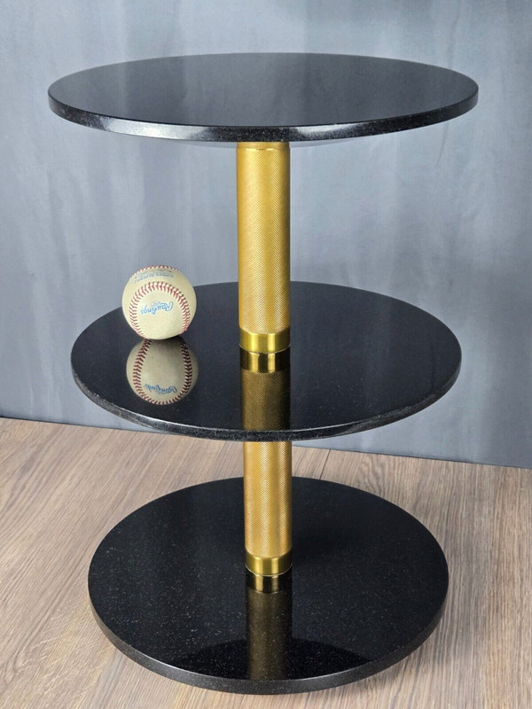 Wyman end table by Theodore Alexander for Ralph Lauren, black marble & brass gallery