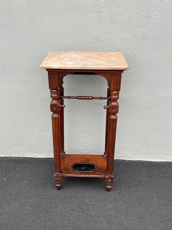 large Victorian marble top umbrella stand/table 1870s 45.5 Inches Tall! gallery