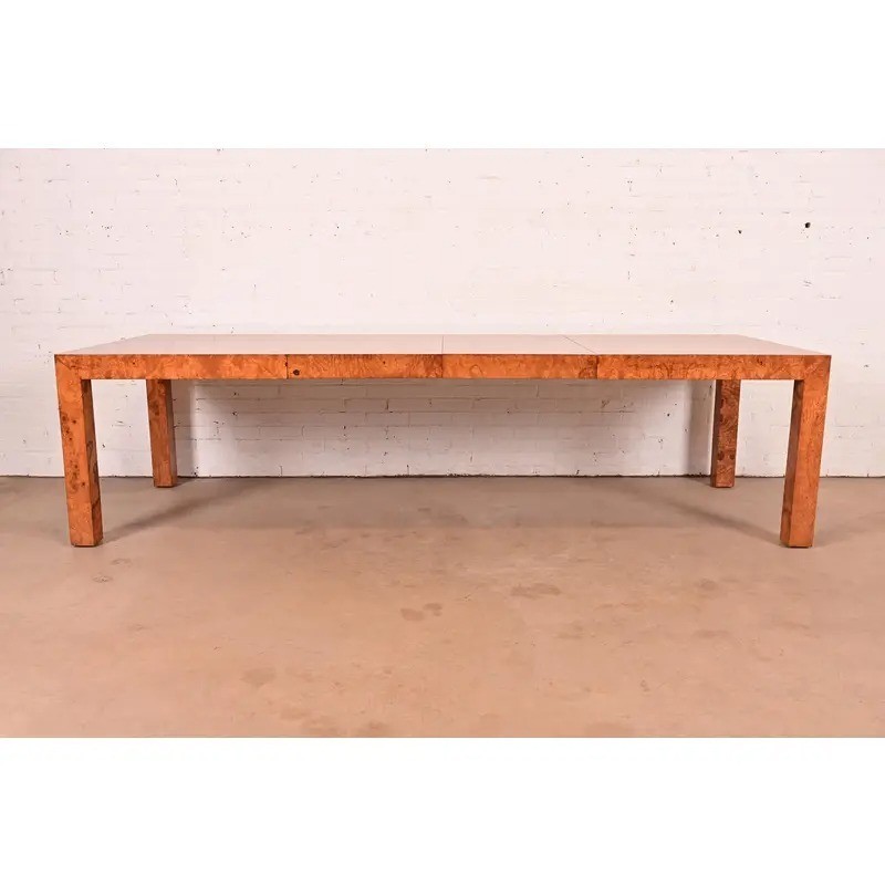 Milo Baughman Mid-Century Modern Burlwood Dining Table, Newly Refinished gallery