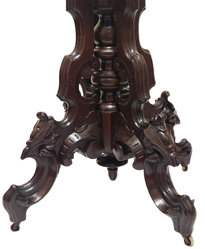 Center Parlor TABLE, Thomas Brooks NYC, Renaissance Victorian, Marble Top, 40"L gallery