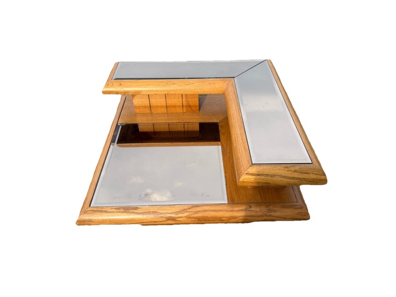 Mid Century Modern Lou Hodges Attributed Coffee Table Tiered End Table Post MCM gallery