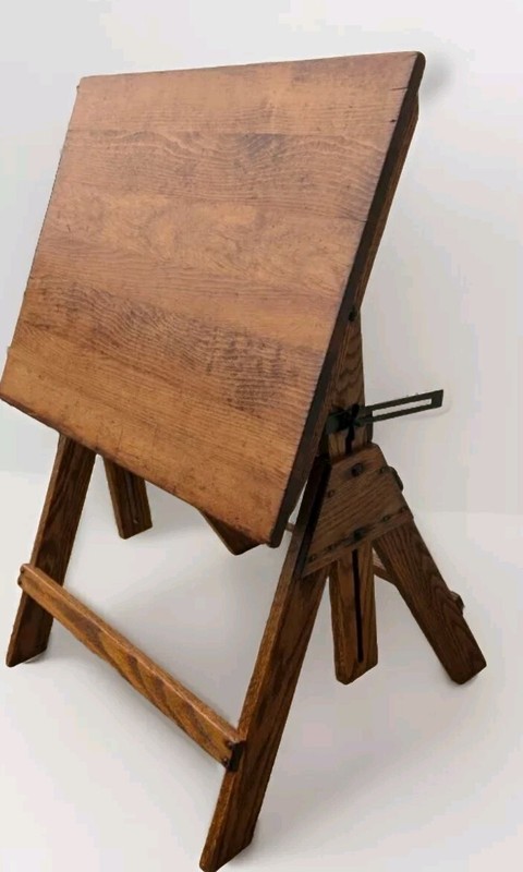 Vintage Oak Drafting Table Circa 1950’s – Restored – Antique Draft Table –