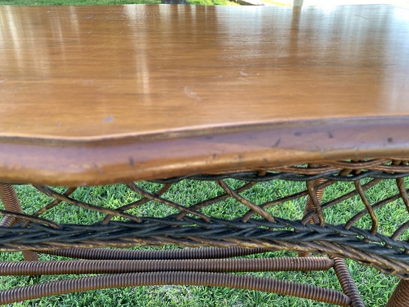 Antique Wicker Wood Side Table gallery