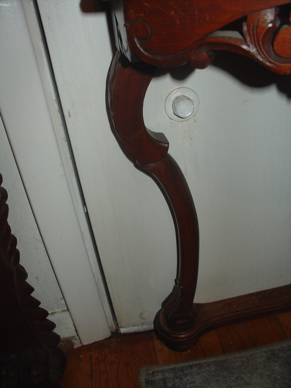 Antique Maiden Figural Parlor Table Wood Black Marble Top Triangle Shape gallery