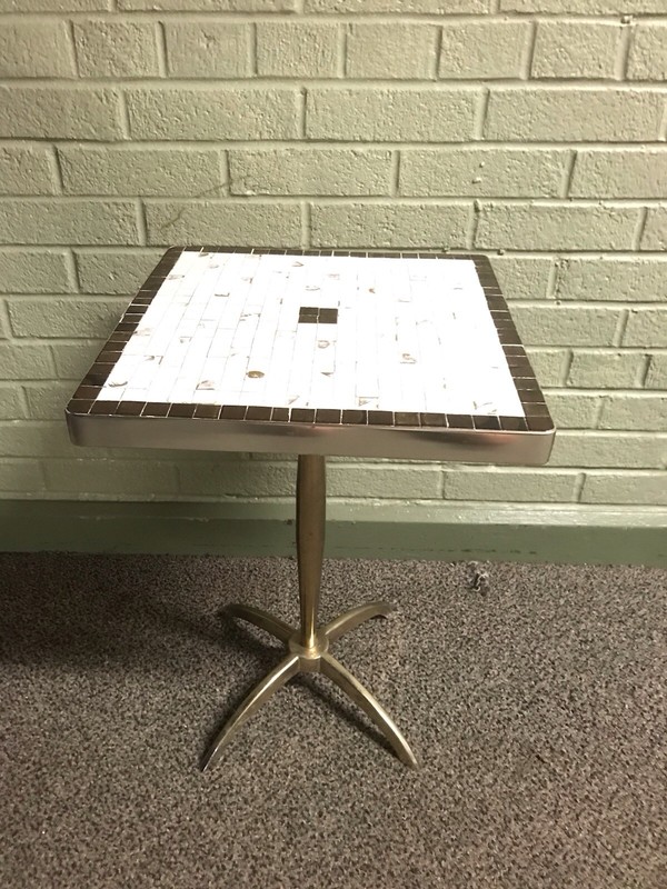 VTG MID CENTURY MODERN MOSAIC SWIVEL SIDE TABLE 15 X 15 X 20 7/8” TALL MCM BEAUT gallery
