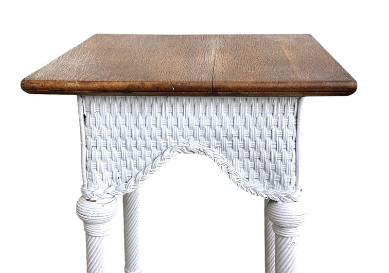 Antique Oak and Wicker Table Plant Stand gallery