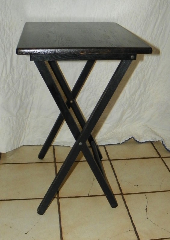 Oak Black Distressed TV Tray Table / Side Table (T404) gallery