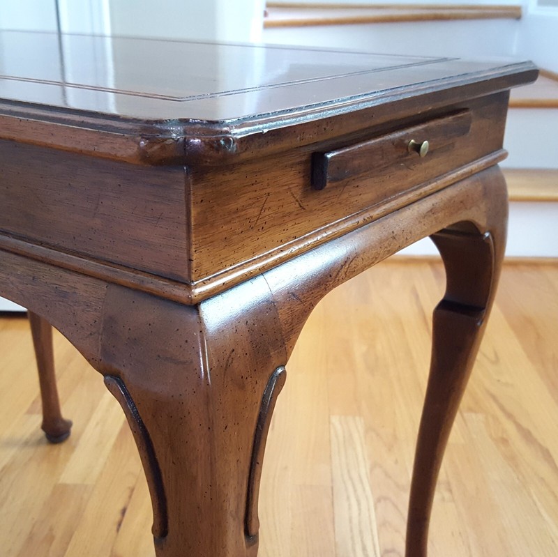 Vintage Queen Anne Style Tea Table Walnut/Mahogany Unmarked Two Pull Out Trays! gallery