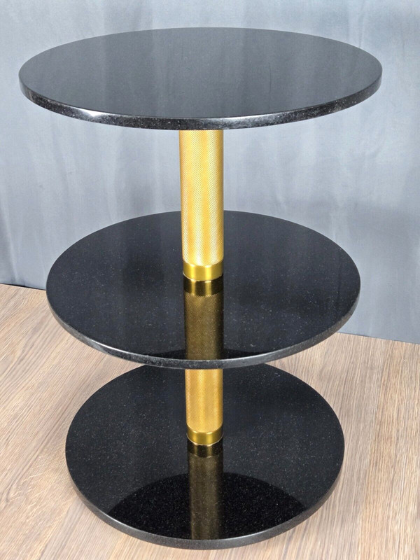 Wyman end table by Theodore Alexander for Ralph Lauren, black marble & brass