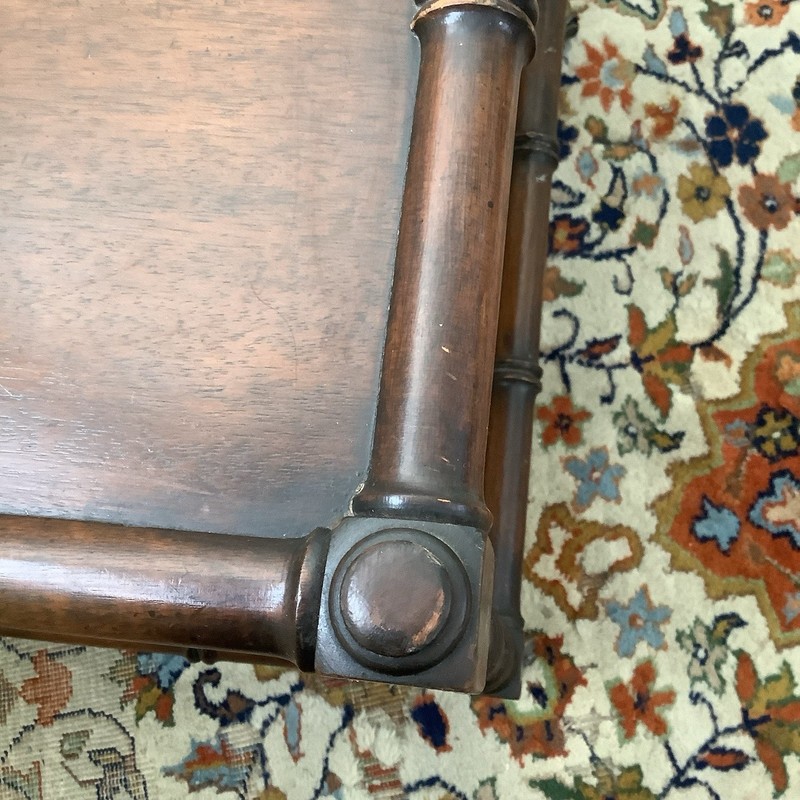 Vintage Faux Bamboo Occasional Table with Cane Bottom and Casters gallery