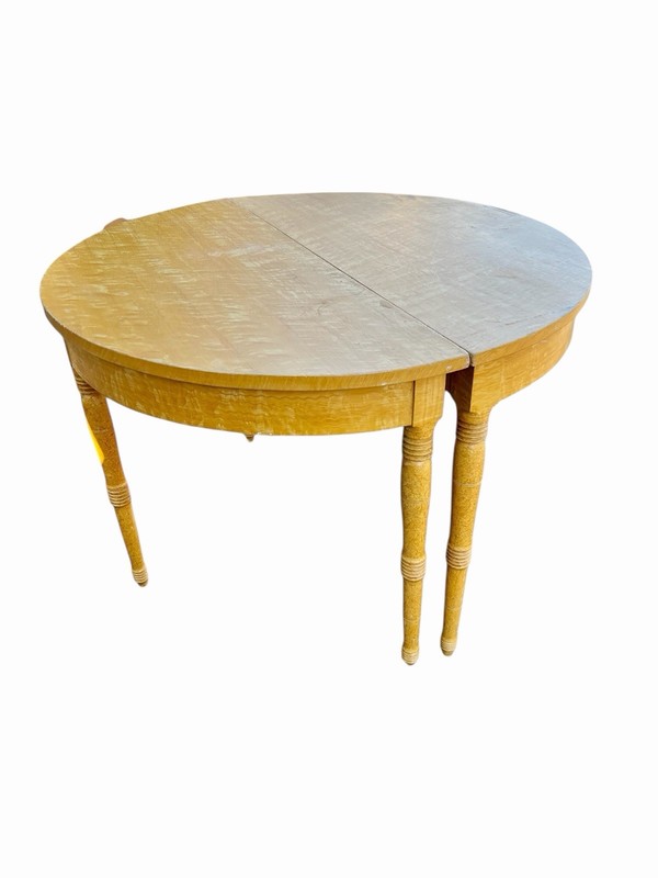 Pair Rustic Demilune Tables Grain Painted gallery