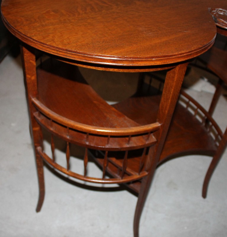 Antique Fancy Oak Lamp or Small Table gallery