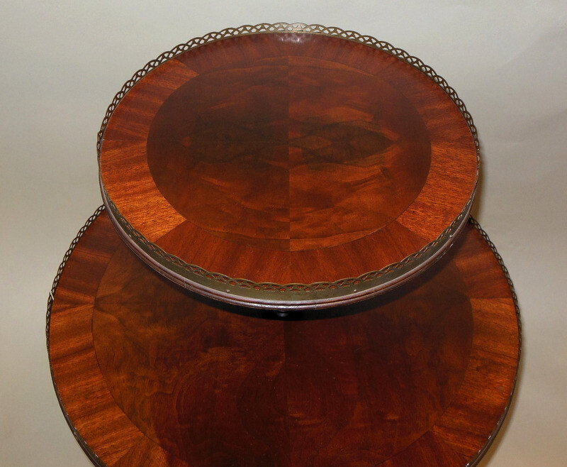 Antique 2 Tier DESSERT Dumbwaiter TABLE Shelf Flame Mahogany REGENCY gallery
