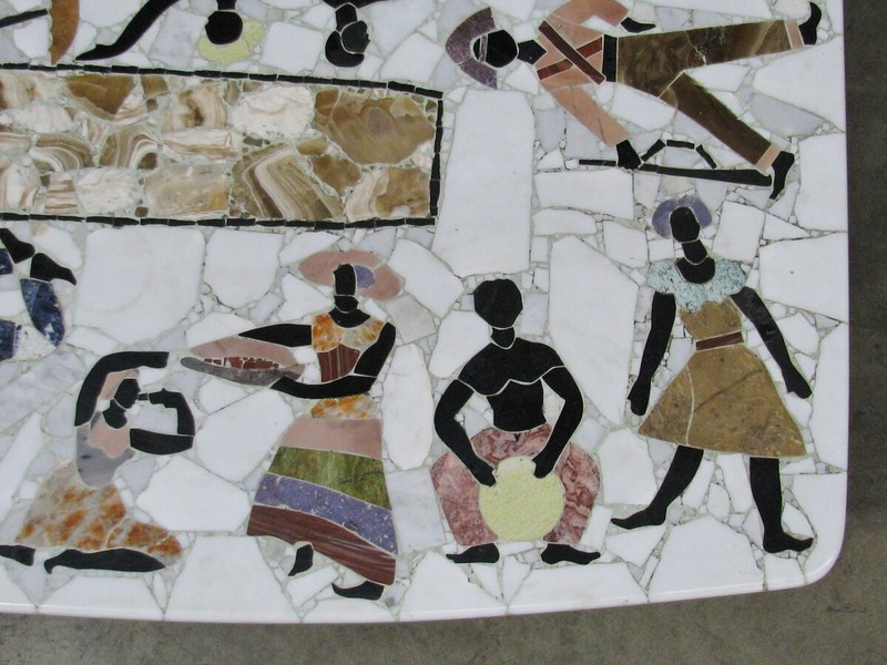 1960's Custom Brazilian Mosaic Coffee Table; Marble & Semi-Precious Stone Artist gallery