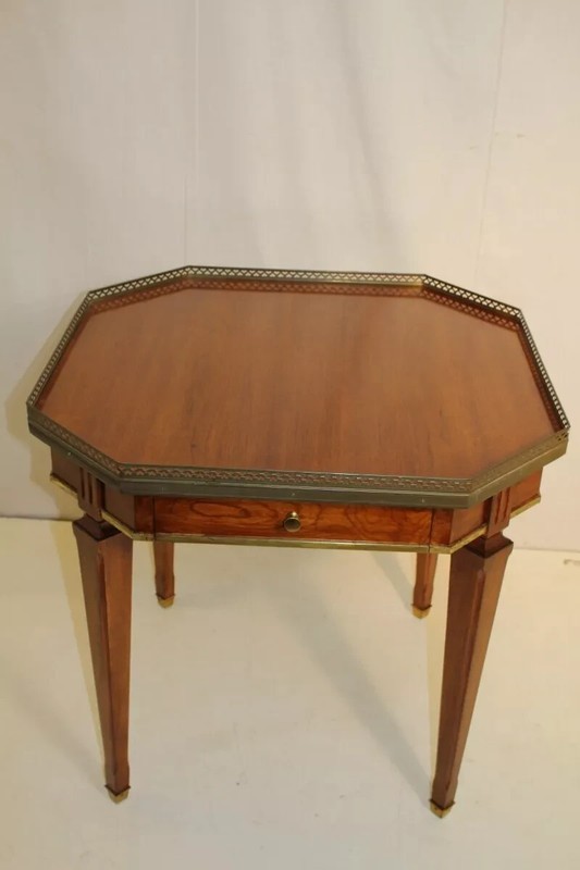 Great Directoire Walnut Octagonal Top End Side Table, One Drawer gallery
