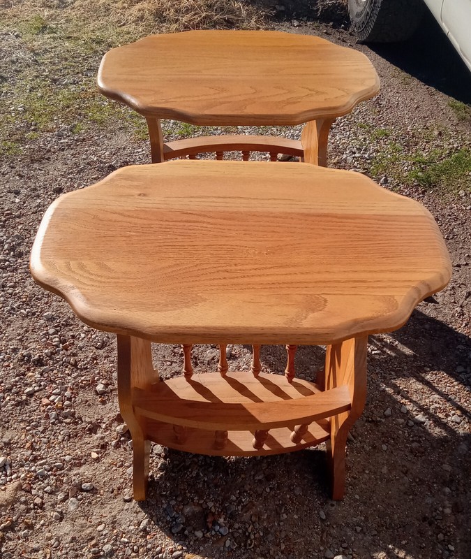 Solid Oak Magazine Rack End Table / (1 Table) (MRT-40) gallery