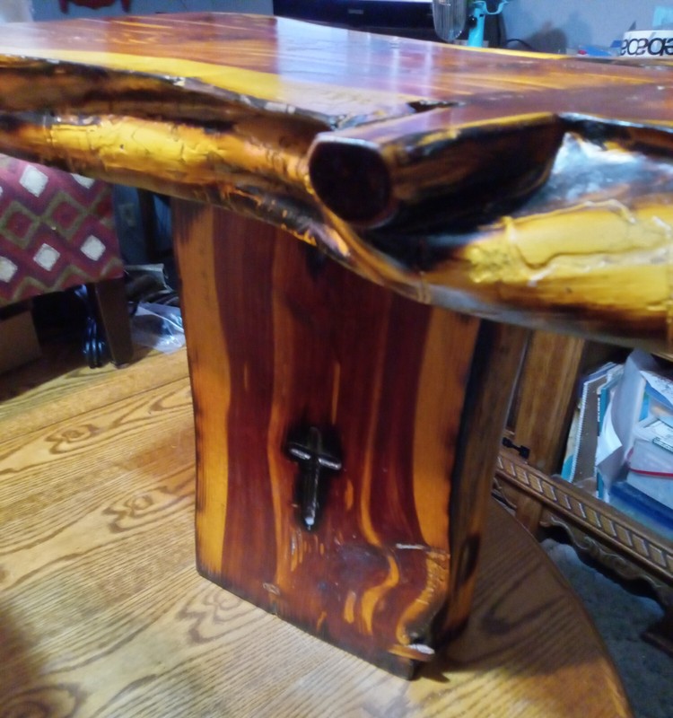 Live Edge Cedar Slab End Table / Side Table (ET194) gallery