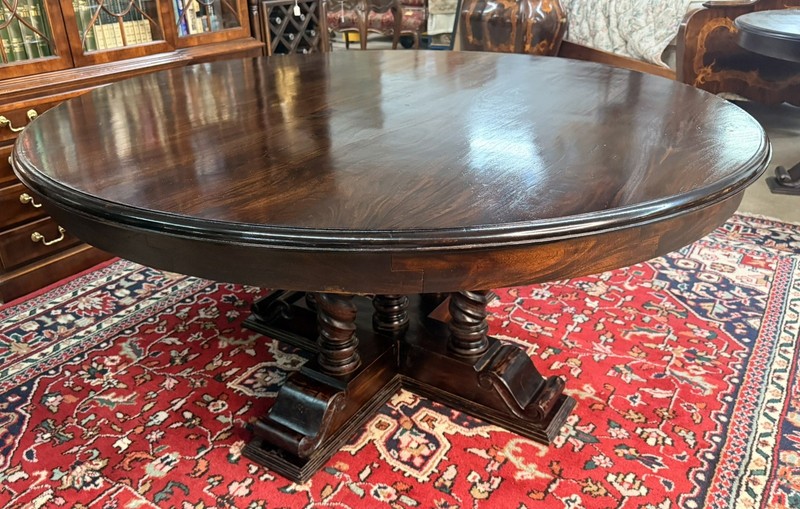Vintage 60″ Round Table Solid Hardwood Barley Twist Dining & Entry Table