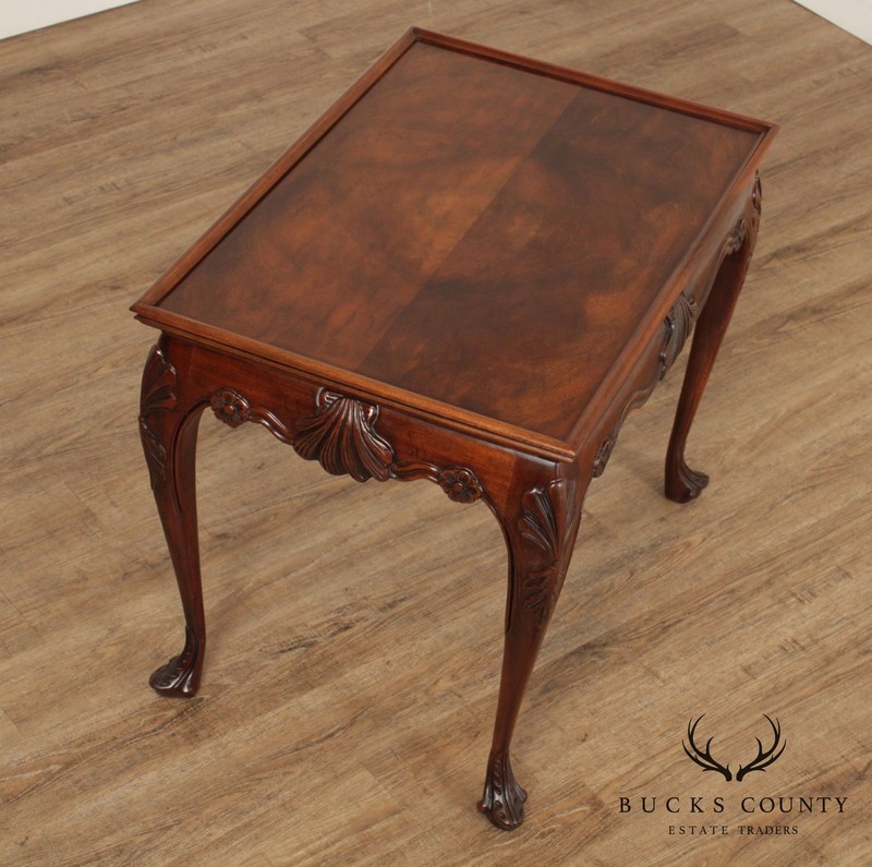 BAKER STATELY HOMES COLLECTION IRISH GEORGIAN CARVED MAHOGANY TEA TABLE gallery