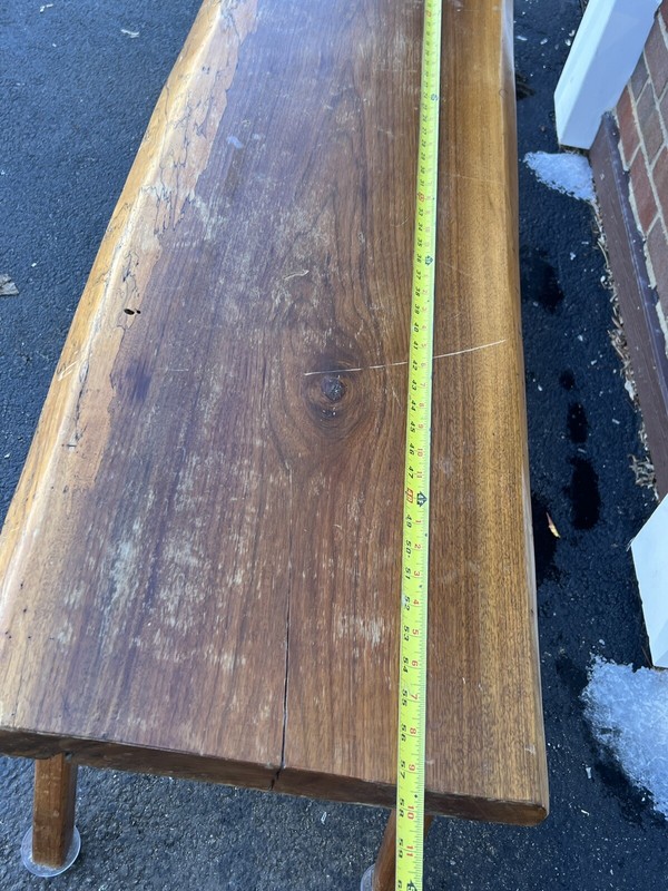 Rustic Coffee Table With Peg Legs Mid Century Modern Solid Wood 57” Long Narrow gallery