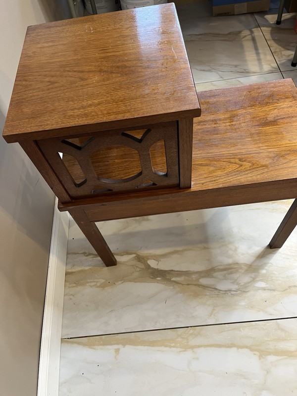 Mid-Century Step End Table / Side Table With Drawer gallery