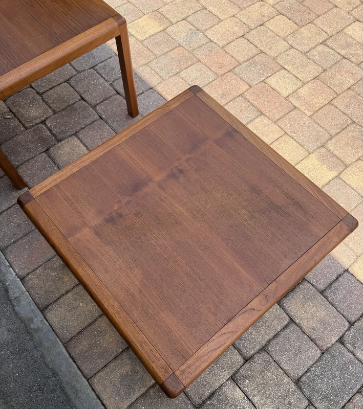 Pair Of Danish Teak MCM Coffee Tables Square With Solid Legs And Nice Grain gallery