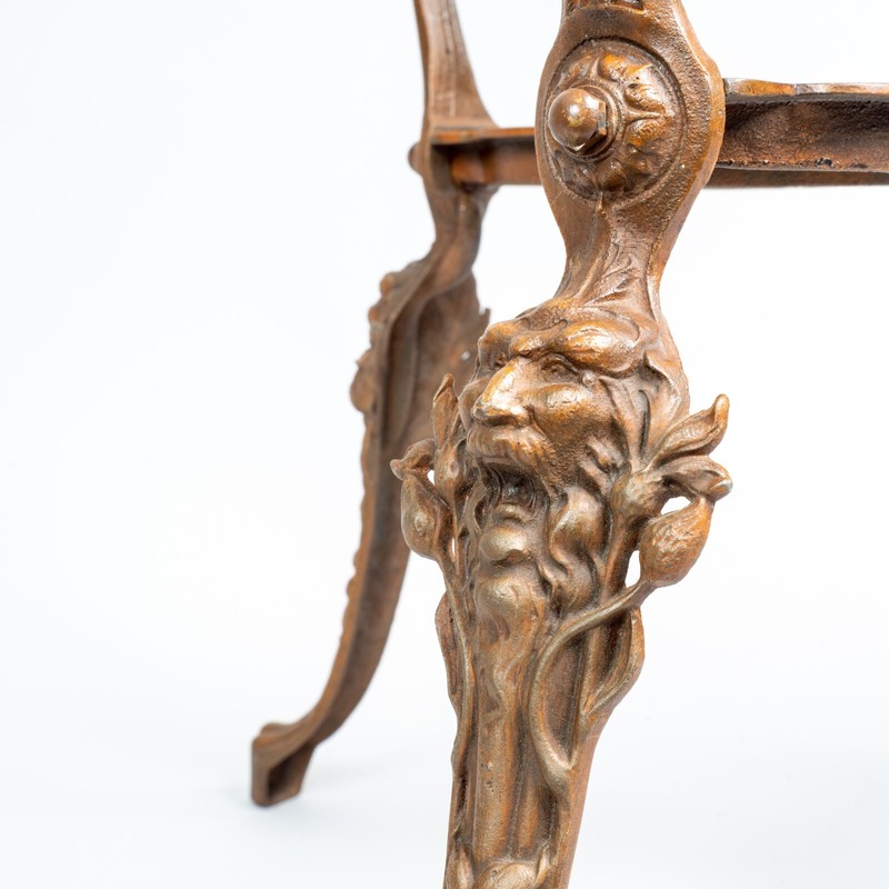 GERMAN ANTIQUE ART NOUVEAU CAST IRON TABLE BY MUSTERSCHUTZ COMPANY gallery