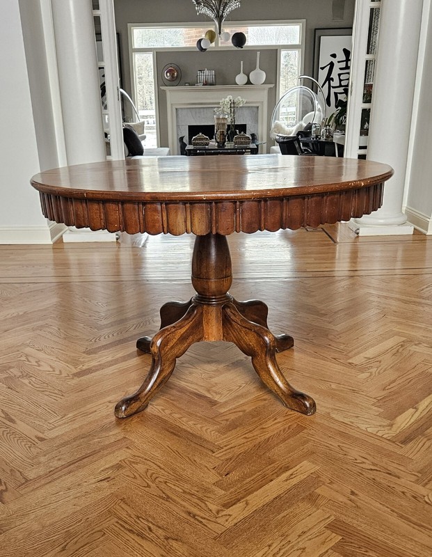 Mid-Century Round to Oval Walnut Extendable Dining Table gallery