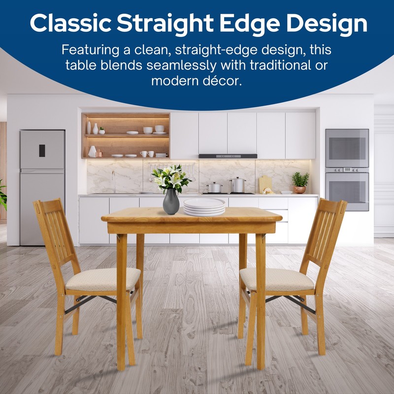 MECO Stakmore Classic Straight Edge Solid Wood Folding Card Table, Oak Frame gallery