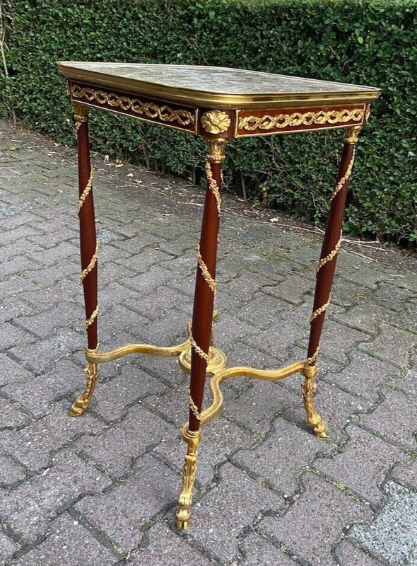 Tables Louis XVI Pair (2 pcs) Mahogany Marble Top Bronze Mounted French Elegance gallery